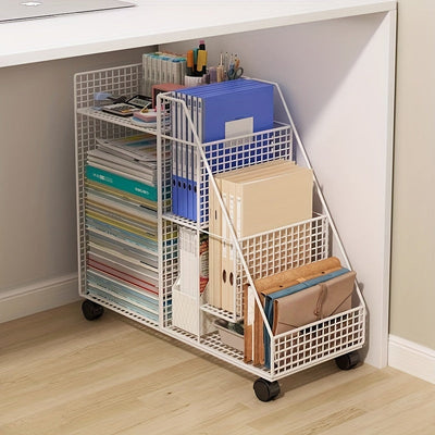 Estante Compacto Rodante para Debajo del Escritorio - Montaje Fácil, Carrito de Almacenamiento de Hierro para Hogar y Oficina, Diseño Rectangular Versátil con Acabado Pintado, Caja, Armario, Estante para Almacenamiento Exterior