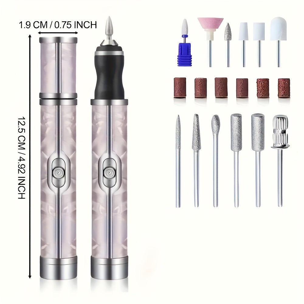 Juego de taladro de uñas recargable por USB con 18 cabezales de pulido, herramienta eléctrica portátil para cuidado de pies y uñas, batería duradera sin olor, incluye lima de uñas y empujador, esencial para salón en casa, regalo de cumpleaños para mujere