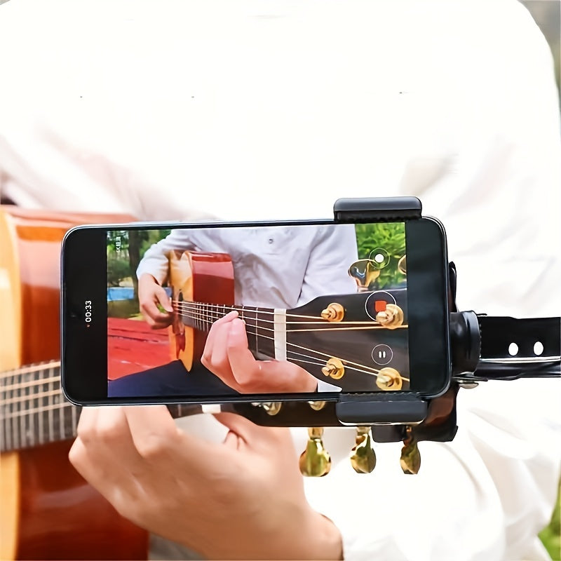 Soporte universal ajustable para auriculares de guitarra, material ABS, rotación de 360 grados, soporte para teléfono móvil para transmisión en vivo, transmisión, grabación de música, soporte de escritorio
