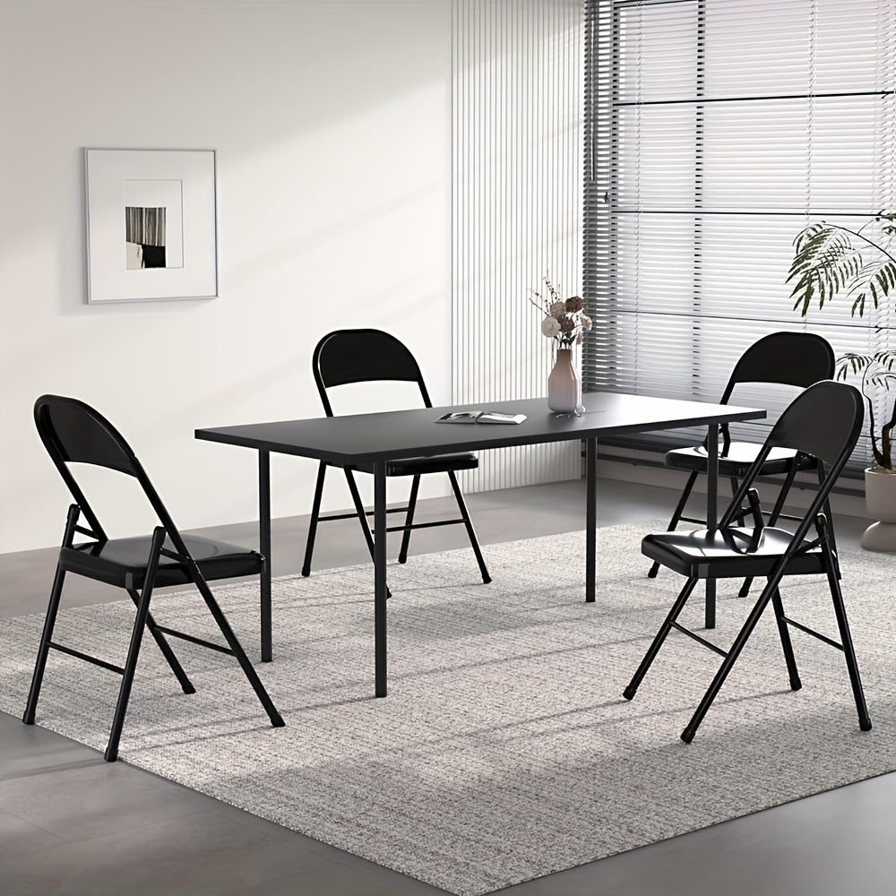 Silla Plegable de Acero Inoxidable para Hogar y Oficina - Fácil de Limpiar, Diseño de Respaldo Abierto