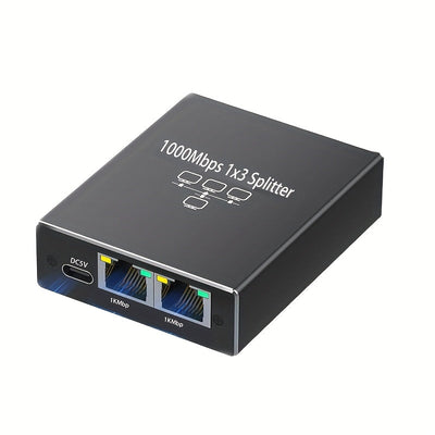 Divisor de Ethernet mejorado 1 a 3 de alta velocidad 1000Mbps, con cable de alimentación USB divisor de red Ethernet LAN, divisor de Ethernet RJ45 adecuado para cables Cat5/5e/6/7/8 divisor de Internet de mil [3 dispositivos conectados simultáneamente]