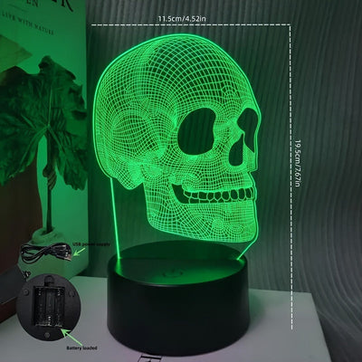 Luz Nocturna LED de Calavera en 3D - Diseño Geométrico Rosa, Lámpara de Escritorio con Alimentación USB para Dormitorio, Estudio o Decoración de Fiesta de Halloween, Acabado Metálico Artistico Cepillado, Idea de Regalo Perfecta, Luz Ambiental para el Dor