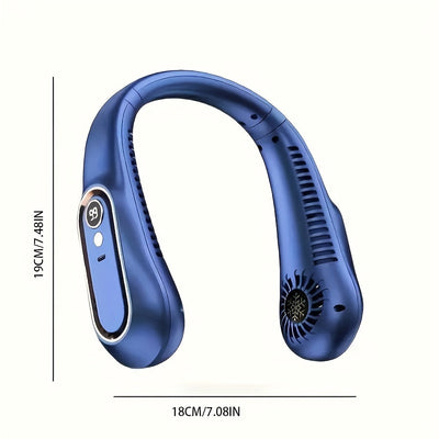 1pc Ventilador portátil para colgar en el cuello con carga USB, herramienta de enfriamiento portátil para el verano caluroso, ventilador de cuello sin aspas, ventilador de enfriamiento de aire portátil ajustable, para deportes al aire libre, viajes, elec