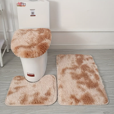 Juego de 3 Alfombras Tie-Dye con Cubierta para Tapa de Inodoro, Decoración para Baño y Cocina, Suave y Cómoda, Regalo Navideño, Adorno Hogareño de Invierno