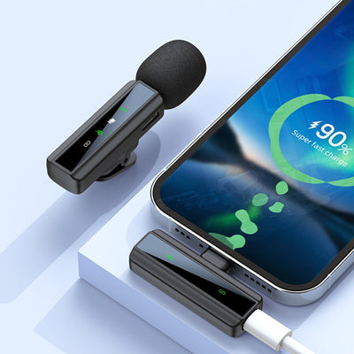 Microfono sin varillas de solapa con pantalla LED, micrófono portátil para grabación de video y podcast con cancelación de ruido HD, función de reverberación silenciosa para creadores de contenido