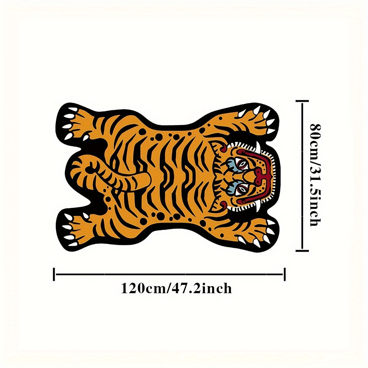 1 pieza de alfombrilla de área de tigre vibrante - Alfombrilla antideslizante y antideslizante con diseño de dibujos animados juguetón, 23,62 x 35,43 pulgadas, poliéster, ideal para dormitorio, sala de estar y decoración de entrada, decoración de dormito