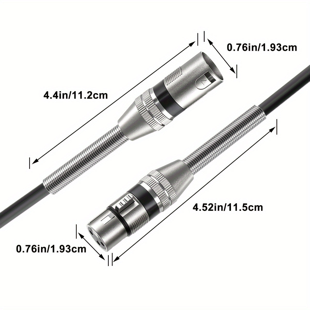 Cable de Micrófono XLR I-ZCLive de 3.05 metros - Aleación de Zinc Duradera con Cierres a Presión, Con Resorte para Conexión Segura, Ideal para Micrófonos, Preamplificadores y Sistemas de Altavoces