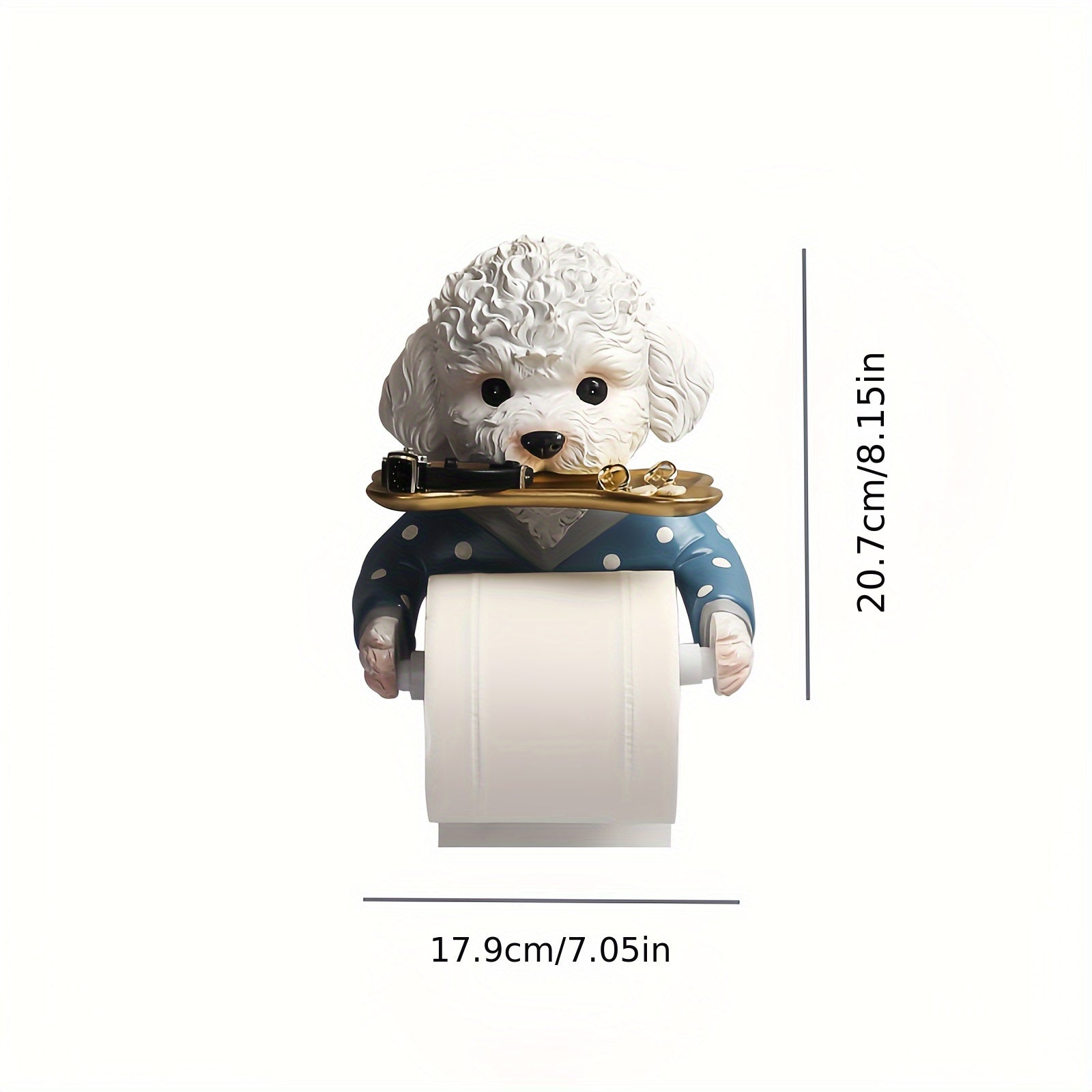 1pc Adorable Soporte de Papel Higiénico de Resina Perro, Soporte de Tejido Autoadhesivo Montado en la Pared, Accesorio de Baño con Acabado de Laca, Perfecto para Otoño, Halloween, Regalos de Navidad