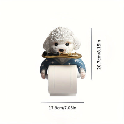 1pc Adorable Soporte de Papel Higiénico de Resina Perro, Soporte de Tejido Autoadhesivo Montado en la Pared, Accesorio de Baño con Acabado de Laca, Perfecto para Otoño, Halloween, Regalos de Navidad