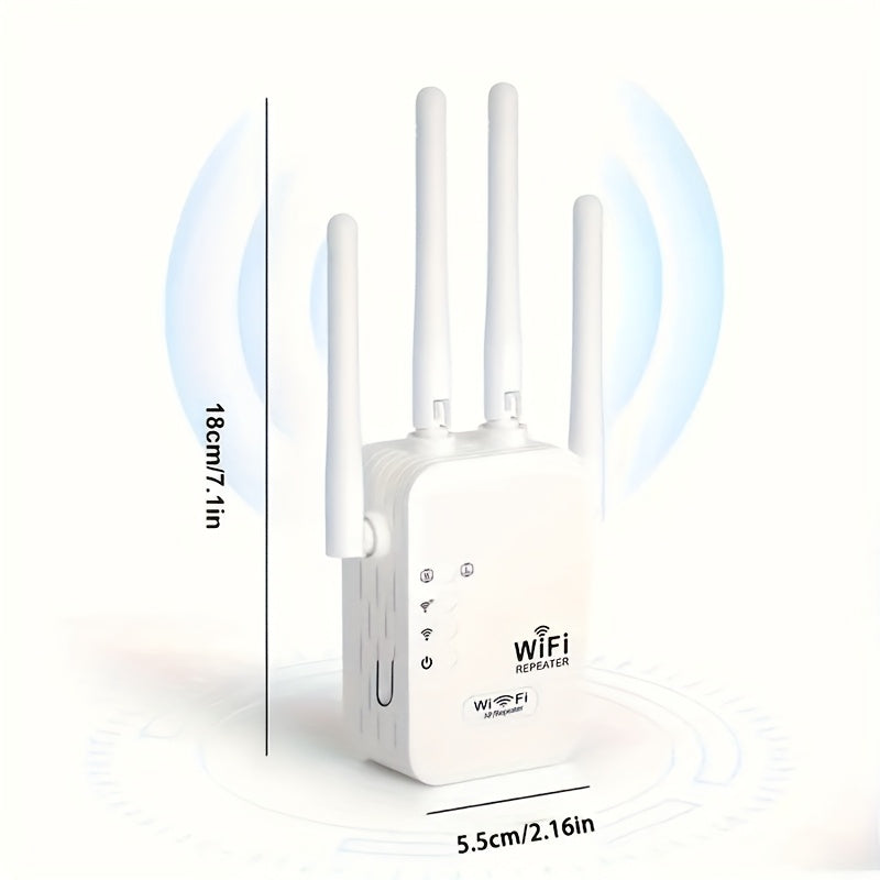 Extensor de WIFI MOMOTER 2025, nuevo, con mejora de señal de WIFI - 2 puertos de red Ethernet, alta velocidad de Internet, compatible con WIFI6, 2,4 GHz - 4 antenas fuertes para recepción de señal, modo AP, compatible con puerto de red Ethernet