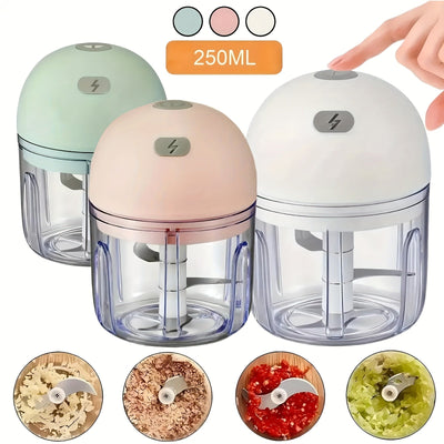 Mezclador Eléctrico de Comida para Bebés 250ml, Picadora de Ajo y Trituradora Portátil Recargable USB con Diseño Reforzado, Ideal para Jengibre, Verduras y Carne, Incluye Interruptor de Seguridad - Procesador de Alimentos para Preparar Purés Infantiles
