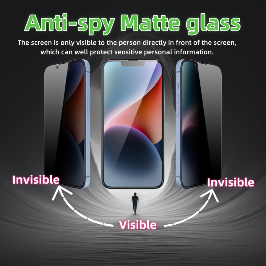 2+2 piezas de protectores de pantalla de privacidad mate con protectores de lentes de cámara para la serie de modelos de for iphone, vidrio templado mate anti-espiar, 9H de dureza, protectores de vidrio de privacidad anti-arañazos, compatibles con for ip
