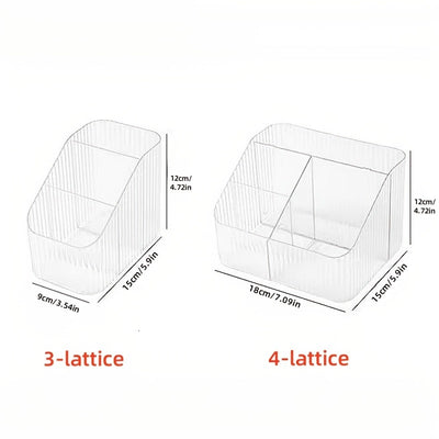 Caja de almacenamiento de cosméticos de 3/4 compartimentos de acrílico transparente, organizador de escritorio, estantería de almacenamiento portátil dividida