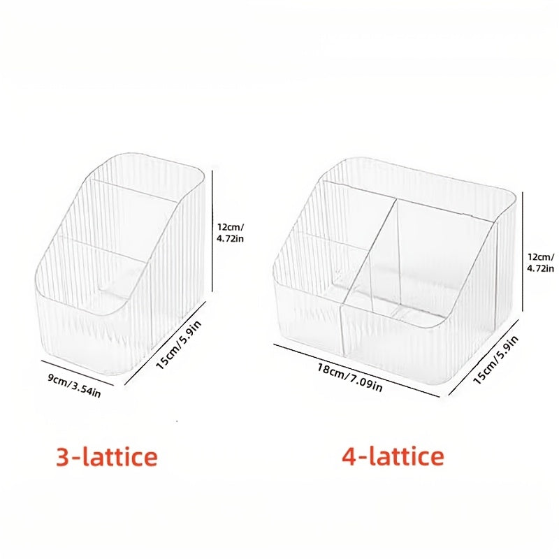 Caja de almacenamiento de cosméticos de 3/4 compartimentos de acrílico transparente, organizador de escritorio, estantería de almacenamiento portátil dividida