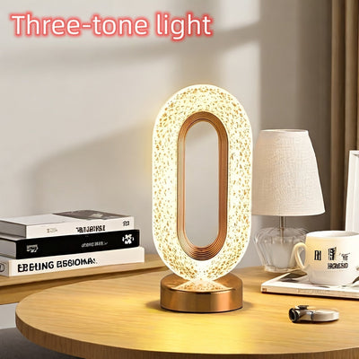 Linterna de Mesa Moderna Regulable con Ambiente Geométrico de Cristal - Luz Nocturna Recargable a Pilas para Dormitorio, Sala de Estar, Acabado Duradero en Plástico y Metal, Iluminación Cálida Ambiental, Lámpara de Mesa Contemporánea, Control Táctil, Dec