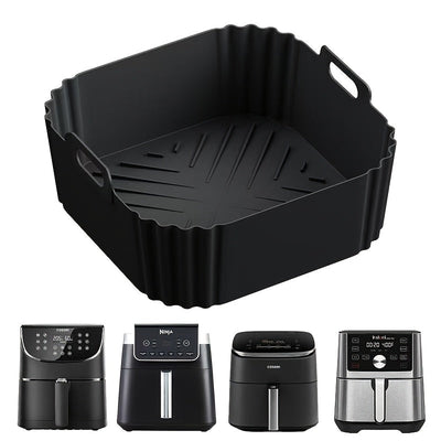 1/2 piezas de Revestimiento de Silicona para Freidora de Aire de 22.35 cm, Adecuado para Freidoras de 5.5 a 7 QT, Olla de Silicona Resistente al Calor y Fácil de Limpiar, Accesorios para Freidora de Aire