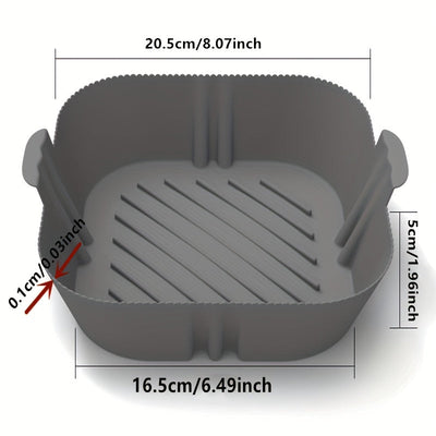 1/2piezas Olla De Silicona Para Freidora De Aire Cuadrada Reutilizable Para Freidora De Aire Forros Para Horno Bandeja De Horneado Accesorios Para Freidora De Aire De Cocina En Casa 19,48 Cm X 16,48 Cm X 4,98 Cm