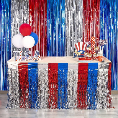 1pc Falda de Mesa con Ribete Metálico Arcoíris - Decoración Multicolor Plástica Rectangular para Cumpleaños, Bodas, Baby Showers y Fiestas Navideñas - Mantel Duradero con Diseño Fácil de Limpiar, Estilo Festivo, Superficie Reflectante, Ideal para Celebra