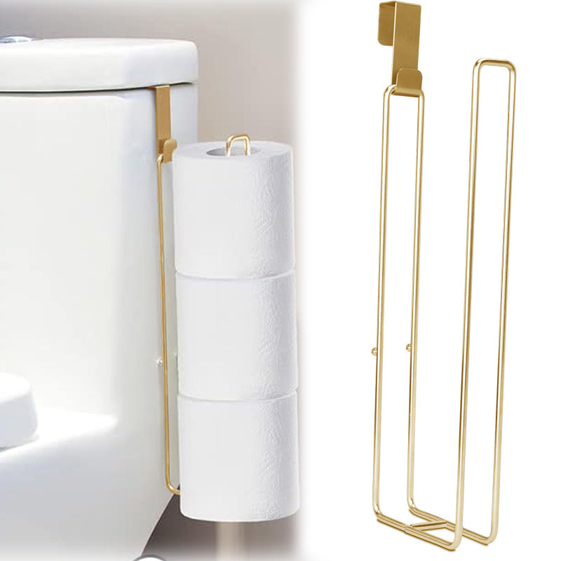 Soporte para Papel Higiénico de Hierro Dorado de Fácil Instalación - Sin Taladro, Montaje Autoadhesivo en Pared para Baño y Cocina, Diseño Moderno y Elegante, Se Ajusta Sobre la Puerta o la Pared, Almacenamiento para Baño