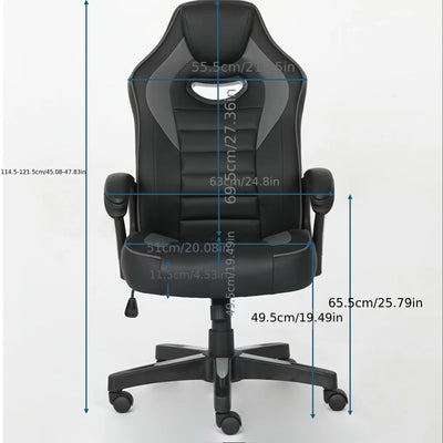 Silla de Juego Ergonómica con Acabado de Cuero Sintético - Silla de Oficina Estilo Carrera Ajustable con Soporte Lumbar y Apoyabrazos, Perfecta para Uso en Casa o Oficina