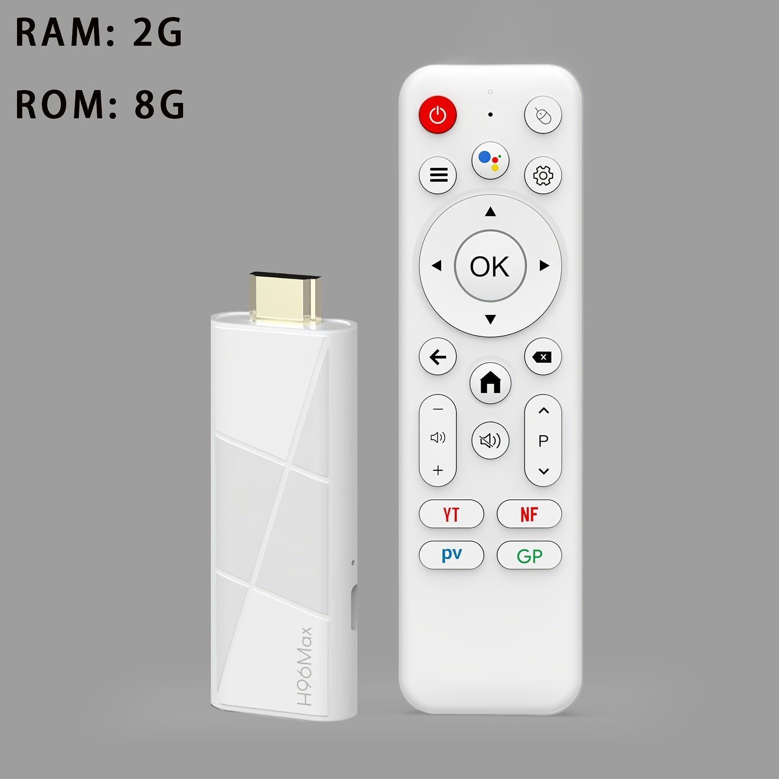 TV Stick H96 MAX RK3518 Quad Core ARM Cortex-A53 Android 14.0, Salida Ultra HD 4K, 2GB/8GB/16GB RAM, Doble WiFi (2.4G/5G), Asistente de Voz Google, USB 2.0, Reproductor Multimedia Inteligente, Diseño Minimalista, Construcción Robusta, Mini TV, HDTV