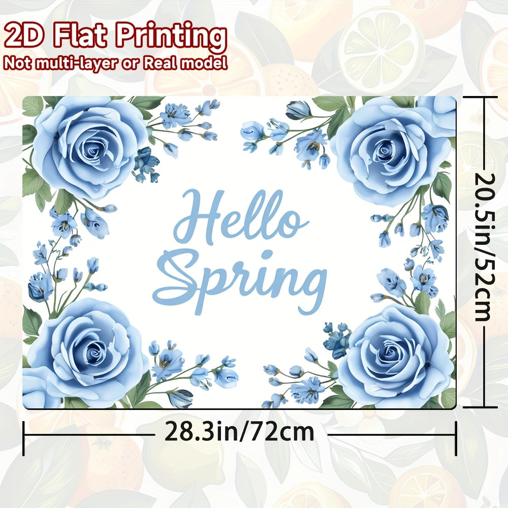1pc Protector de Cocina Hello Spring Floral - Alfombrilla para Placa de Cocina con Rosas Azules, Resistente al Calor para Inducción, Gas y Horno, Decoración Antirrayaduras para Encimera, Accesorio Estiloso, Fácil de Limpiar, 2D Plana