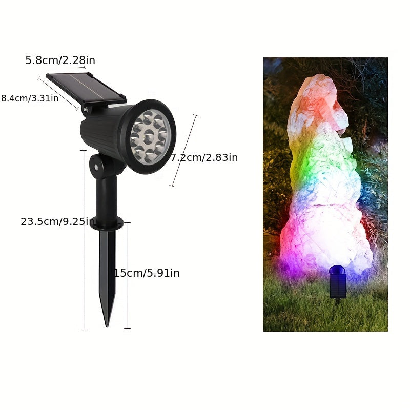 1 Unidad De Luz De Jardín Solar Con 9 LED, Proyector Impermeable Para Exteriores, Luz De Paisaje Para Árboles Y Césped, Luz Solar De Proyección De Colores RGB, Para Jardín, Borde De Carretera, Proyección De Patio, Luz Decorativa De Halloween Y Regalo De