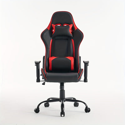 Silla de Oficina/Gaming de Estilo Vintage con Soporte Lumbar de Masaje, Altura Ajustable y Respaldo, Silla de Trabajo Giratoria Cómoda