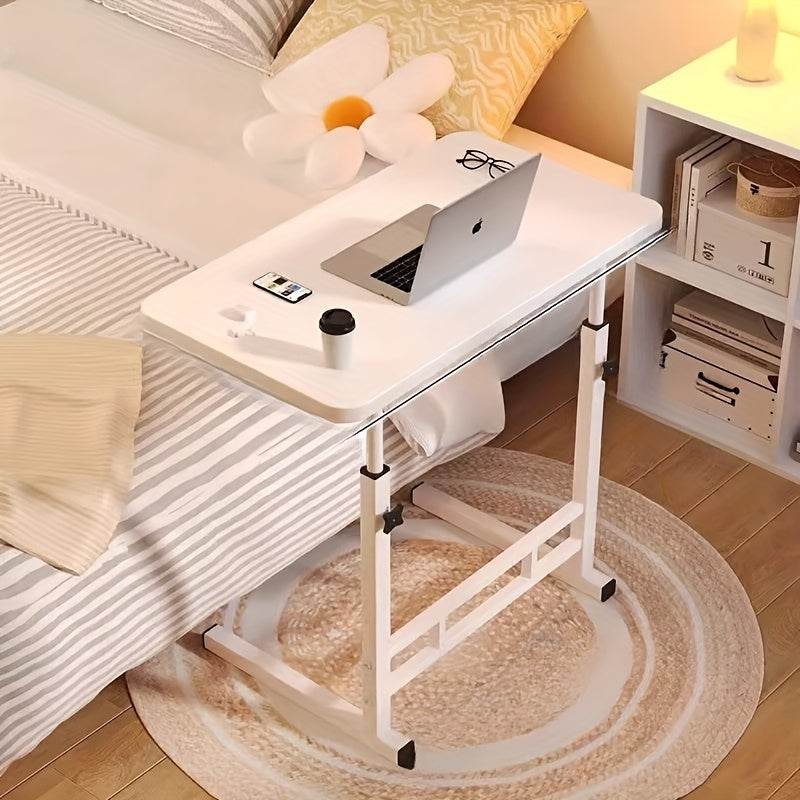 Escritorio Móvil de Altura Ajustable - Mesa de Estudio Moderna en Madera y Metal con Ruedas, Fácil Montaje para Dormitorio, Sala o Oficina en Casa, Construcción Duradera, Color