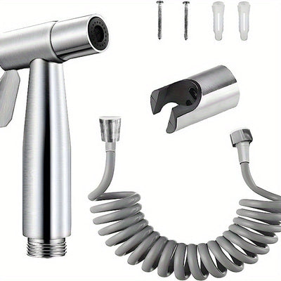 Set de ducha de mano de acero inoxidable de lujo de 3 piezas con rociador de bidé y accesorio de bañera - Montado en la pared, control de desviador, diseño moderno para una mayor comodidad en la limpieza del baño.