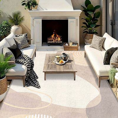 Alfombra de Terciopelo/853g/m² para Jardín, Sala de Juegos o Interior - Diseño Antideslizante y Ultra Suave en Crema Francesa, Lavable a Máquina, Ligera y Duradera, Decoración Contemporánea para Exteriores e Interiores, Accesorio para Mobiliario de Patio