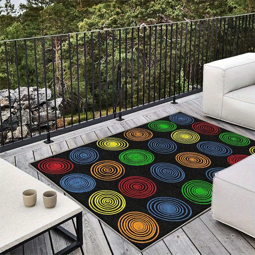 Alfombra de Camping Nórdica con Patrón Geométrico, 853g/m² - Terciopelo Suave y Grueso en Color Crema Francés, Estilo Lujo Ligero, Antideslizante y Lavable a Máquina, Diseño Moderno Grande para Exteriores y Acampar