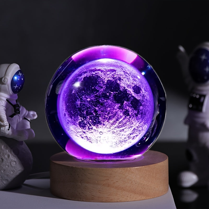 1pc Lámpara De Bola De Cristal Luminosa De Luna, Adorno De Escritorio Para El Hogar, Luz Nocturna Para La Sala De Estar Del Dormitorio, Luz Nocturna Para Dormir En El Dormitorio, Regalo De Cumpleaños Creativo Para Novia