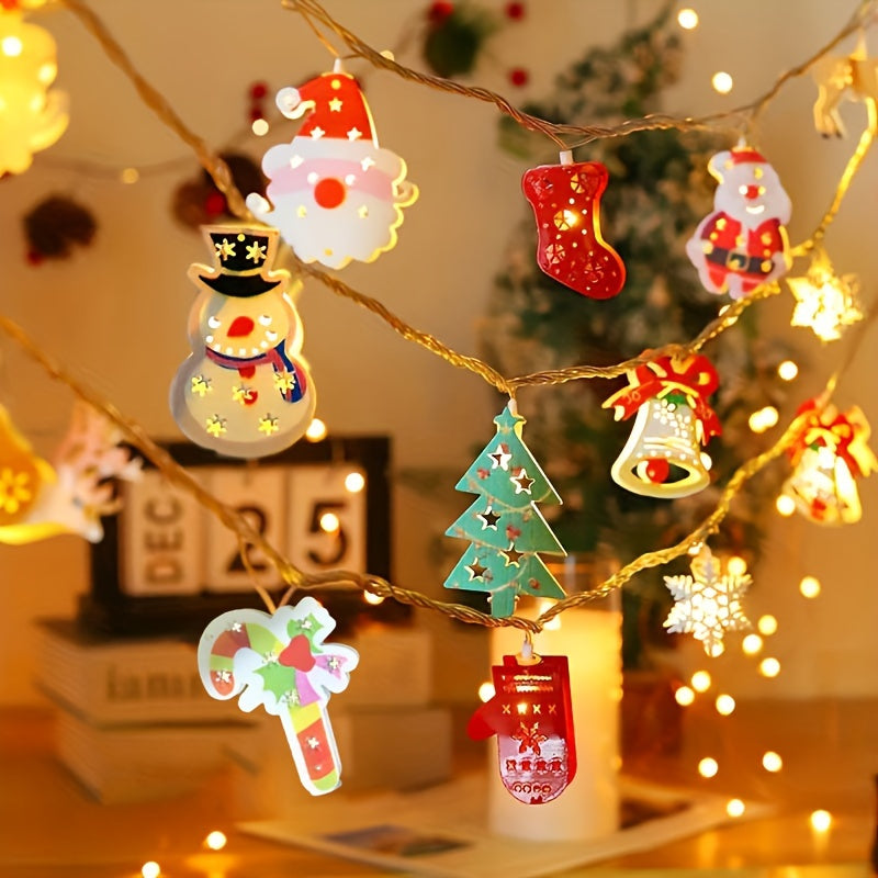 Decoración Brillante, Encantadoras Luces de Navidad LED - Santa, Muñeco de Nieve y Más - Perfectas para Decoración Navideña Interior, Fiestas y Ambiente de Dormitorio [Pilas No Incluidas], Decoraciones Navideñas