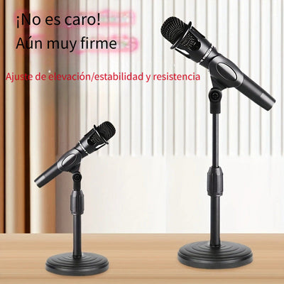 1pc Soporte de micrófono de escritorio ajustable, base pesada para estabilidad, ideal para grabación, podcasting y transmisión en vivo - Material ABS duradero, negro