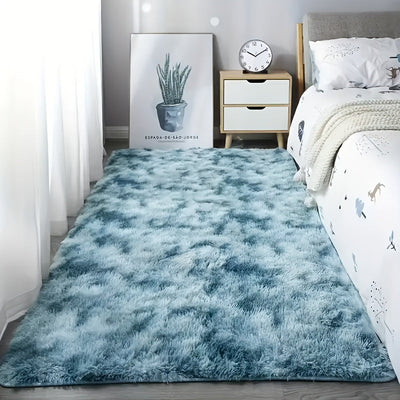 1pz Alfombra de Área Gris Claro con Estampado Tie-Dye Ultra Suave y Gruesa - Antideslizante Hecha a Máquina 100% Poliéster para Sala de Estar y Dormitorio, Solo Lavado a Mano, Decoración Acogedora para el Hogar, Alfombras para Dormitorio