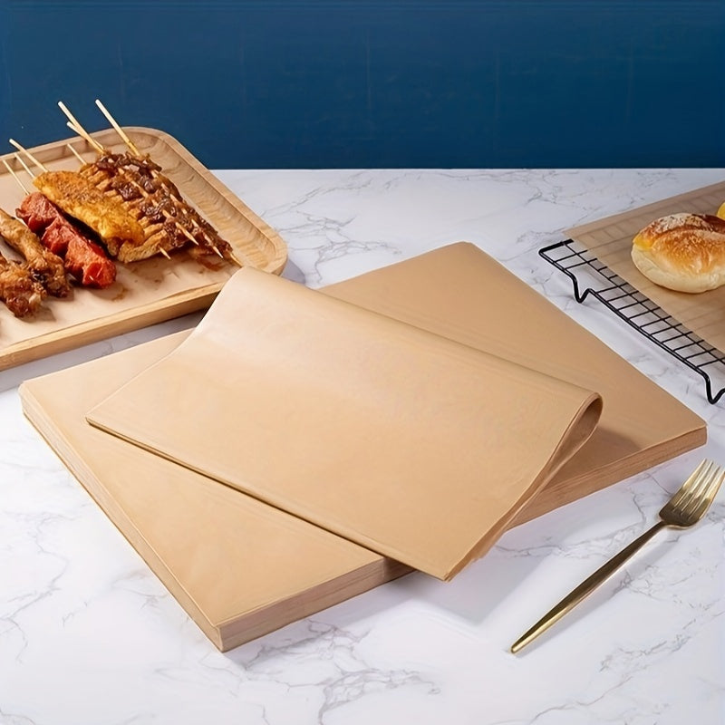 50-Unidades de Papel de Horno Pre-Cortado Antiadherente, Sin Blanquear, Duradero, Reutilizable, Resistente al Aceite y al Agua, Fácil de Limpiar para Hornear, Cocinar, Asar, Freidora de Aire y Vapor - 6x8 / 9x13 Pulgadas