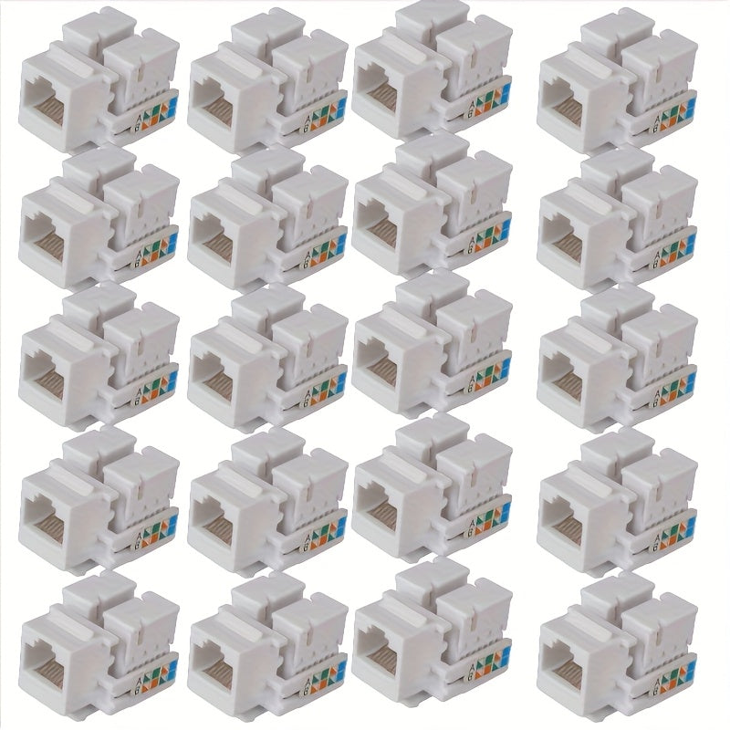 20 piezas de Placas RJ45 CAT5 para Pared - Módulos Adaptadores de Red Ethernet, Sin Necesidad de Energía, Instalación Fácil con Puertos Codificados por Colores, Compatibles con Amazon Alexa y Control por App para Soluciones de Cableado en Casa/Oficina, A