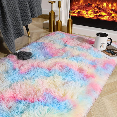 1 pieza de alfombra de área con gradiente de color de piel sedosa - Poliéster suave y acolchado, lavable en máquina, uso interior para sala de estar, dormitorio, sofá y asiento de ventana, varios tamaños disponibles (40,01 x 119,99 pulgadas a 159,99 x 23