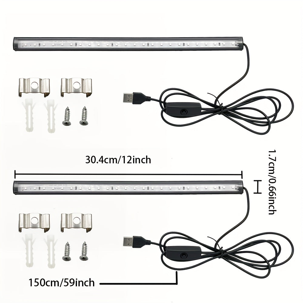 1pc/2 USB 10W 12 pulgadas Barra de luz LED negra para dormitorio, póster de pintura fluorescente, fiesta que brilla en la oscuridad.