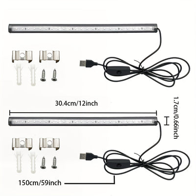 1pc/2 USB 10W 12 pulgadas Barra de luz LED negra para dormitorio, póster de pintura fluorescente, fiesta que brilla en la oscuridad.