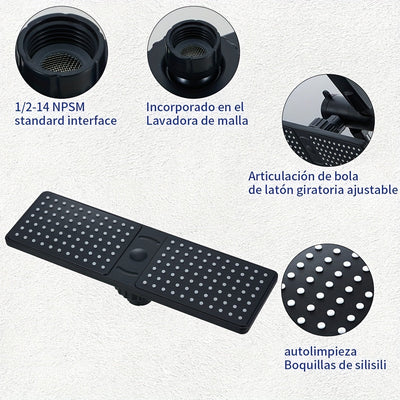 1pc Ducha Rectangular de Alta Presión - Montaje en Pared, Configuración Lluvia, Plástico ABS Pulido, Sin Necesidad de Electricidad, Accesorio Moderno para una Experiencia Mejorada al Duchar, Diseño Contemporáneo y Elegante, Construcción Robusta, Fácil In