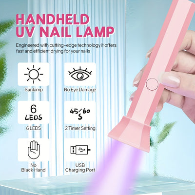 Lámpara de uñas LED portátil miniatura, lámpara de curado de esmalte de uñas USB recargable, máquina de manicura rápida, herramienta de arte de uñas