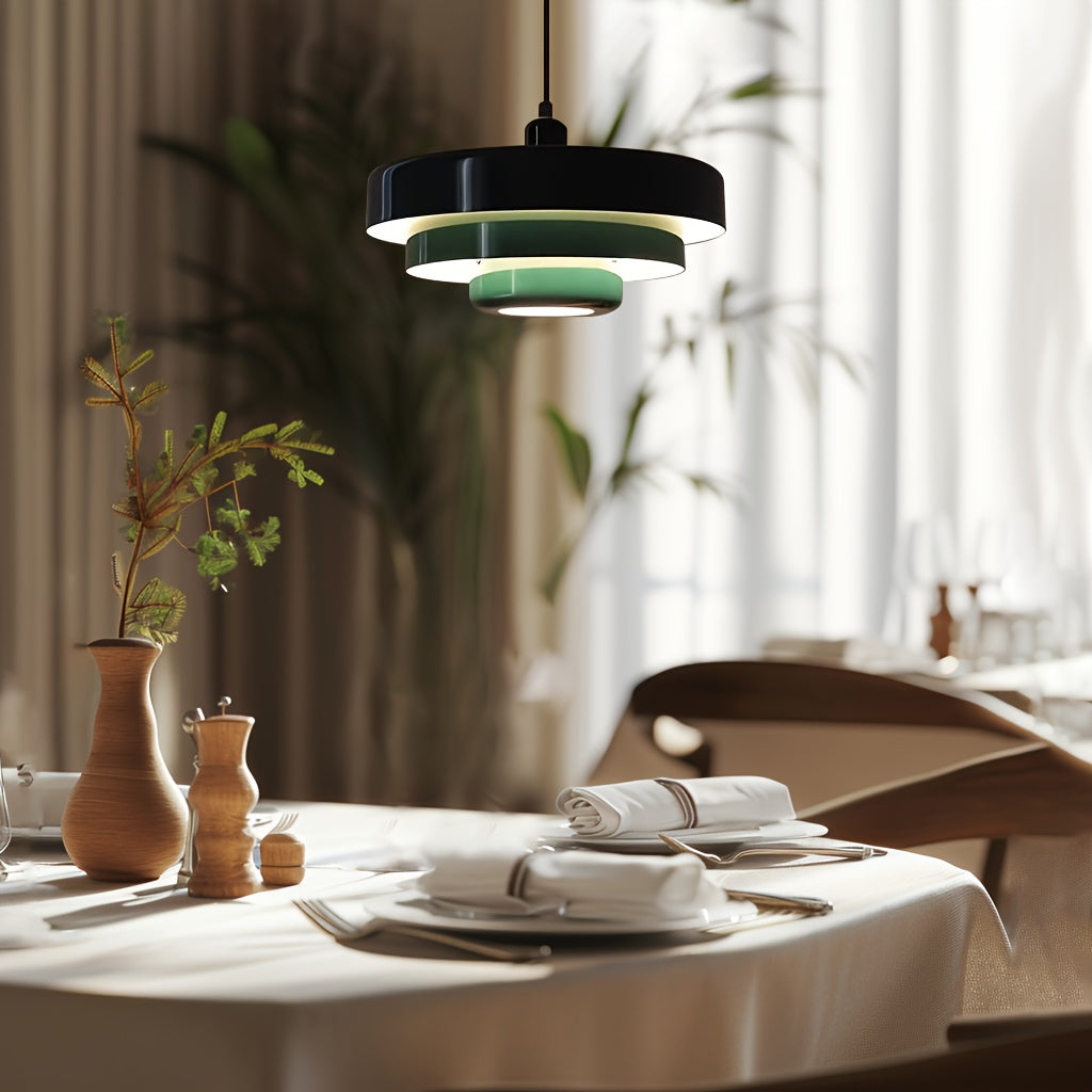 1 Pieza, Lámpara Colgante De Mediados De Siglo, 1 Luz, Luz Colgante De Techo Naranja, Diseño De Pantalla De 3 Capas, Luminarias De Montaje Empotrado De Metal Vintage Para Mesa De Comedor, Isla De Cocina, Pasillo
