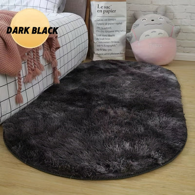 1 pieza de alfombra esponjosa ovalada de 1 cm de grosor, pelo fino, suave y antideslizante, para dormitorio, sala de estar, decoración del hogar, tamaño 80x160 cm o 60x120 cm