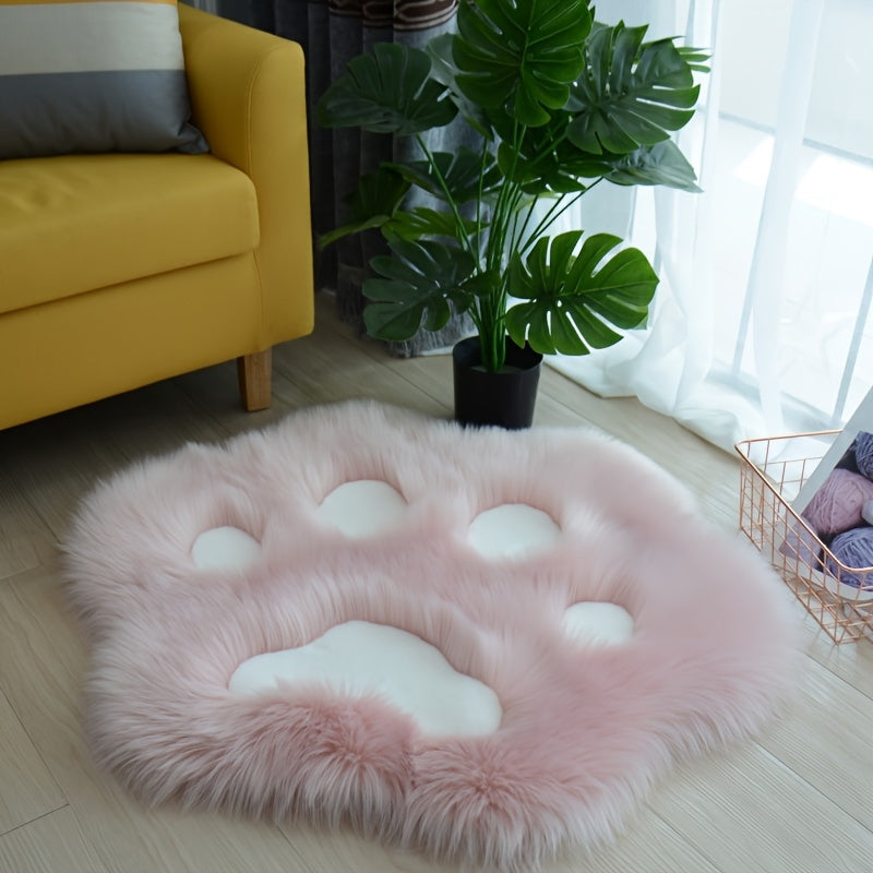 1 alfombra decorativa con diseño de patita de gato, suave y de peluche largo, para sala, dormitorio y decoración del hogar, ideal para decoración estética de habitación y ornamentación del hogar
