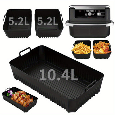 3 piezas de bandeja para freidora de aire, adecuada para freidora de aire Ninja AF500, bandeja de silicona para hornear, bandeja de silicona resistente al calor, bandeja de silicona reutilizable, bandeja de silicona antiadherente, segura para contacto co