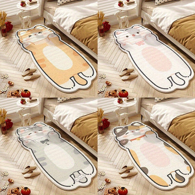 Alfombra Creativa de Gato Alienígena en Dibujos Animados - Alfombrilla de Terciopelo Suave de 8mm de Grosor y 1000gsm con Base Antideslizante, Diseño de Gatito Lindo para Dormitorio y Decoración Interior del Hogar (Solo Lavado a Mano), Decoración de Cama