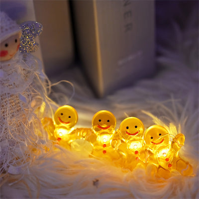 Guirnalda de Luces Navideñas de 3m con Pilas, Guirnalda de Luces de Hombre de Jengibre, Decoración de Ambiente Lindo para Habitación, Decoración de Luces para Noche de Navidad, Adecuada para Navidad, Fiestas, Dormitorio, Interior, Sala de Estar