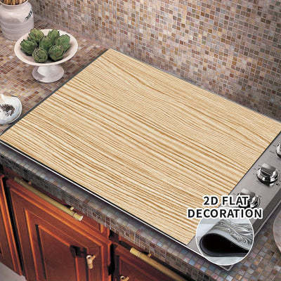 1pc Cubierta de Estufa Eléctrica - Decoración Plana 2D con Acabado en Madera, Protector Resistente al Calor con Forro de Goma para Cocinas a Gas y Eléctricas, Apta para la Mayoría de Encimeras, Fácil de Limpiar, Diseño Plano